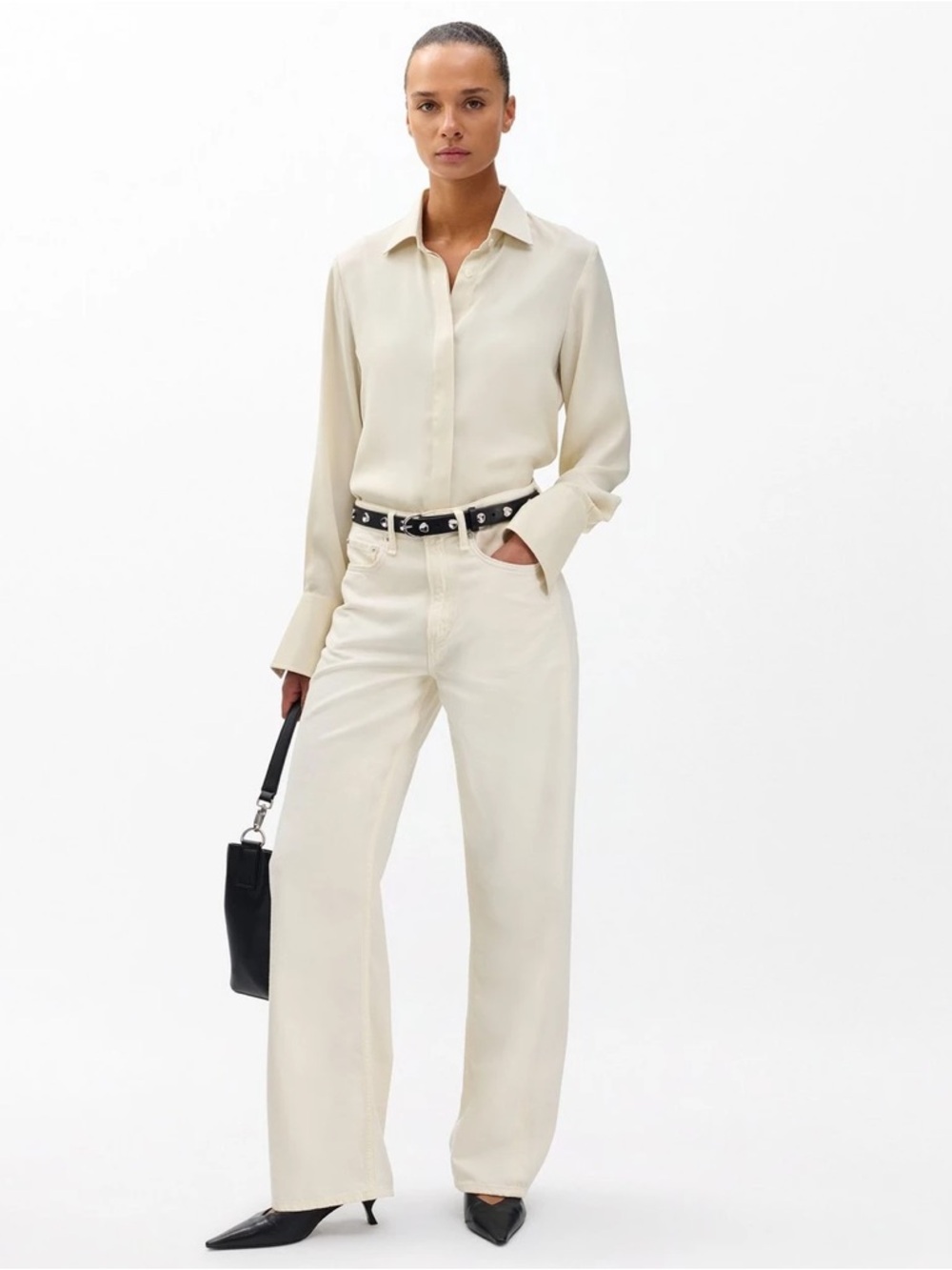 Rag & bone logan white mid rise wide leg jeans nwt sz 30
